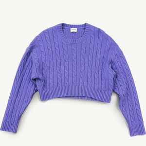 ARITZIA Sunday Best Peggy Cropped Cable Knit Sweater in Periwinkle Purple